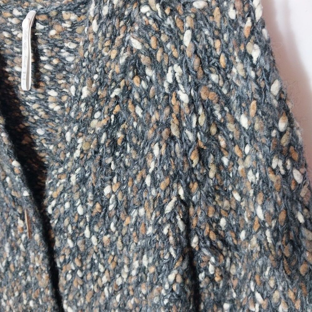Leo & Nicole Chunky Bouclé Knit Cardigan Sweater Size L Wool Blend One Button - Picture 2 of 8